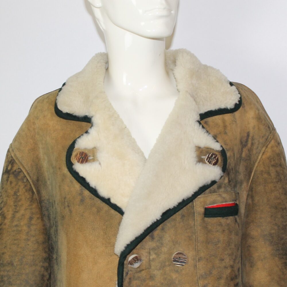Herren Wildleder Jacke mit gewachstem Pelz und Stickerei – Bild 2